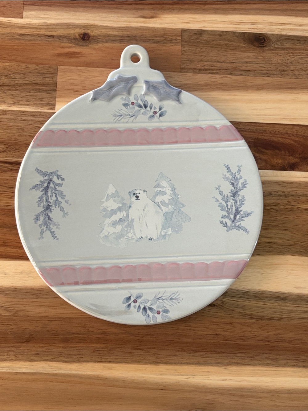 Pfaltzgraff Winter Frost Polar Bear ornament-shaped tray